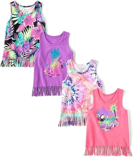 The Childrens Place Girls Graphic Fringe Tank Tops | Babyz Corner