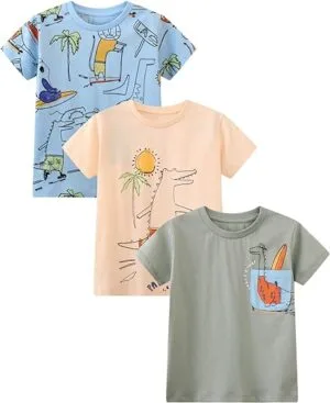 Toddler Boys Short Sleeve Tees Cotton Casual Graphic Crewneck Summer Top Clothes T-Shirts | Babyz Corner