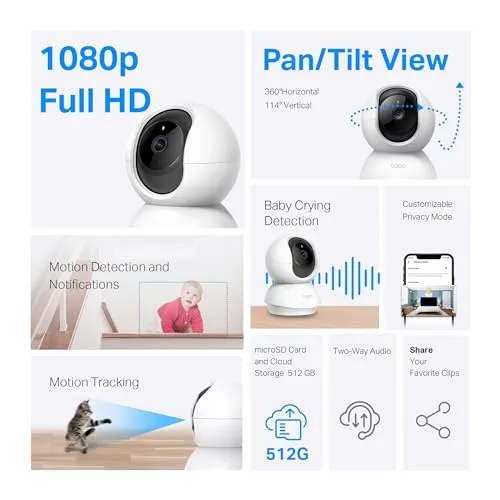 TP-Link Tapo PanTilt Security Camera for Baby Monitor Pet Camera w Motion Detection 1080P 2-Way Audio Night Vision Cloud SD Card Storage Works with Alexa Google Home | Babyz Corner