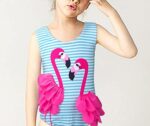 Baby Girl One Piece Swimsuit Swimwear Toddler Kid Flamingo Bikini Bathing Suit Sunsuit Rash Guard 1-5t