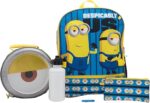 AI ACCESSORY INNOVATIONS Despicable Me Minions 4 Piece Backpack Set for Boys & Girls, Featuring Minions Stuart & Kevin, Kids School Bag, Blue