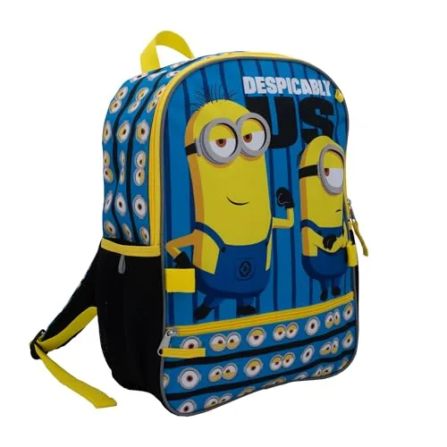 AI ACCESSORY INNOVATIONS Despicable Me Minions 4 Piece Backpack Set for Boys & Girls, Featuring Minions Stuart & Kevin, Kids School Bag, Blue