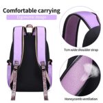FENGDONG Teenage Girls Bookbag School Backpack Children Casual Daypack Schoolbag for Teens Black Purple