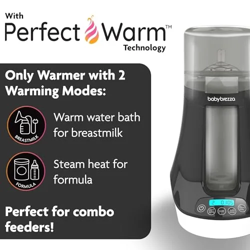 Baby Brezza Electric Baby Bottle Warmer, Breastmilk Warmer + Defroster - Only Brand with Different Temperatures for Breastmilk + Formula - Universal Fit for All Baby Bottle...