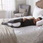 Boppy Side Sleeper Pregnancy Pillow with Removable Jersey Pillow Cover, Gray Falling Leaves, Compact Stay-Put Design with Signature Stretch Panel, Prenatal and Postnatal...