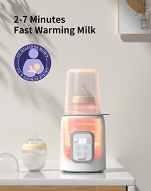 Bottle Warmer, GROWNSY 8-in-1 Fast Baby Milk Warmer with Timer for Breastmilk or Formula, Accurate Temperature Control, with Defrost, Sterili-zing, Keep, Heat Baby Food Jars...