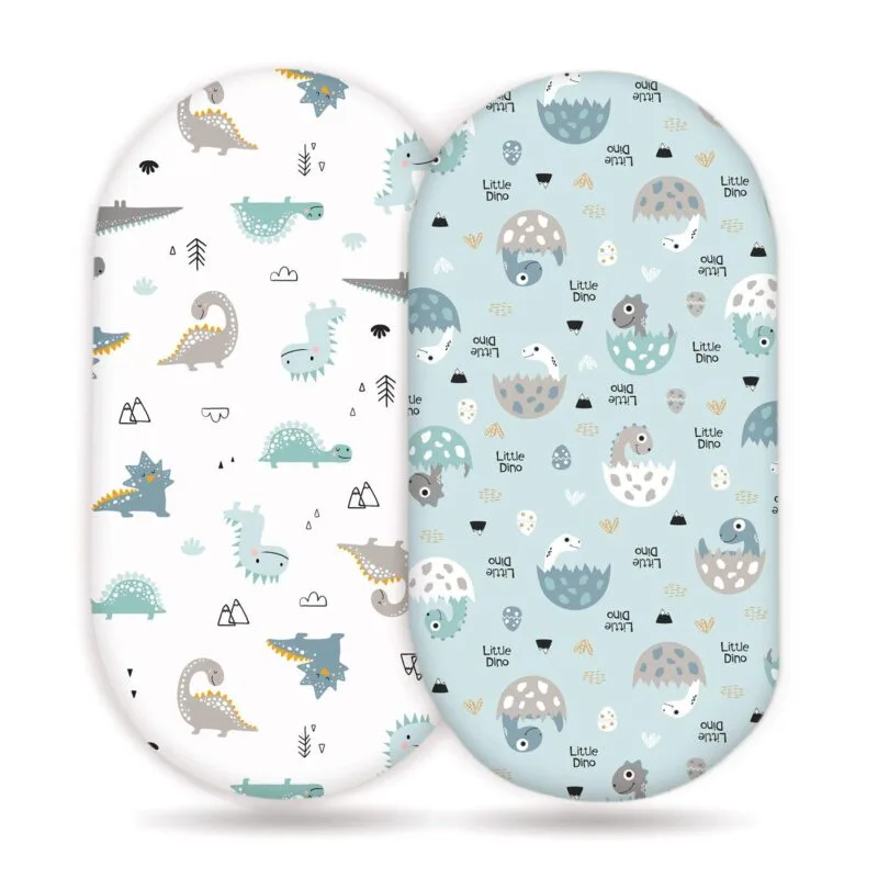 GRSSDER Stretchy Ultra Soft Fitted Bassinet Sheet Set 2 Pack Universal Fit for Bassinets Baby Cradle Moses Basket Oval Rectangle PadMattress Happy Dinosaurs Bassinet Sheets | Babyz Corner GRSSDER Stretchy Ultra Soft Fitted Bassinet Sheet Set 2 Pack, Universal Fit for Bassinets Baby Cradle Moses Basket Oval Rectangle Pad/Mattress, Happy Dinosaurs Bassinet Sheets...