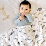 LifeTree Muslin Swaddle Blankets Neutral, Baby Swaddling Wrap Nursery Receiving Blanket for Boys & Girls, Soft 70% Viscose from Bamboo and 30% Cotton, Large 47 x 47 inches, Sea...