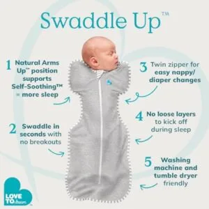 Love to Dream Swaddle UP, Baby Sleep Sack, Self-Soothing Swaddles for Newborns, Get Longer Sleep, Snug Fit Helps Calm Startle Reflex, New Born Essentials for Baby, 8-13lb, Grey