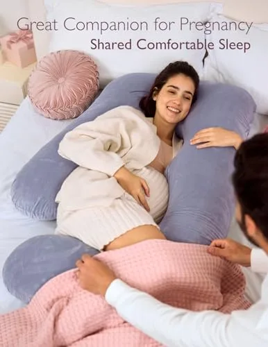 Momcozy Pregnancy Pillows for Sleeping, U Shaped Full Body Maternity Pillow with Removable Cover - Support for Back, Legs, Belly, HIPS for Pregnant Women, 57 Inch Pregnancy...