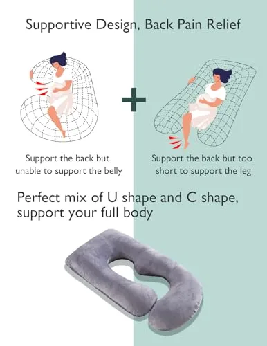 Momcozy Pregnancy Pillows for Sleeping, U Shaped Full Body Maternity Pillow with Removable Cover - Support for Back, Legs, Belly, HIPS for Pregnant Women, 57 Inch Pregnancy...