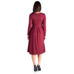 24/7 Comfort Apparel Long Sleeve Fit and Flare Maternity Midi Dress