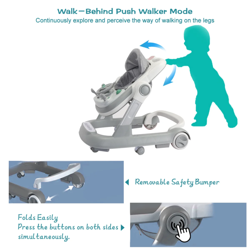 2-in-1 Toddler Push Walker with Removable Feeding and Music Tray - Babyz Corner