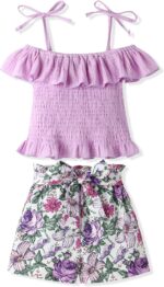 Hipea Toddler Baby Girls Summer Clothes Outfits Ruffle Camisole Spot Dot Tops and Casual Shorts Newborn Girl Clothing