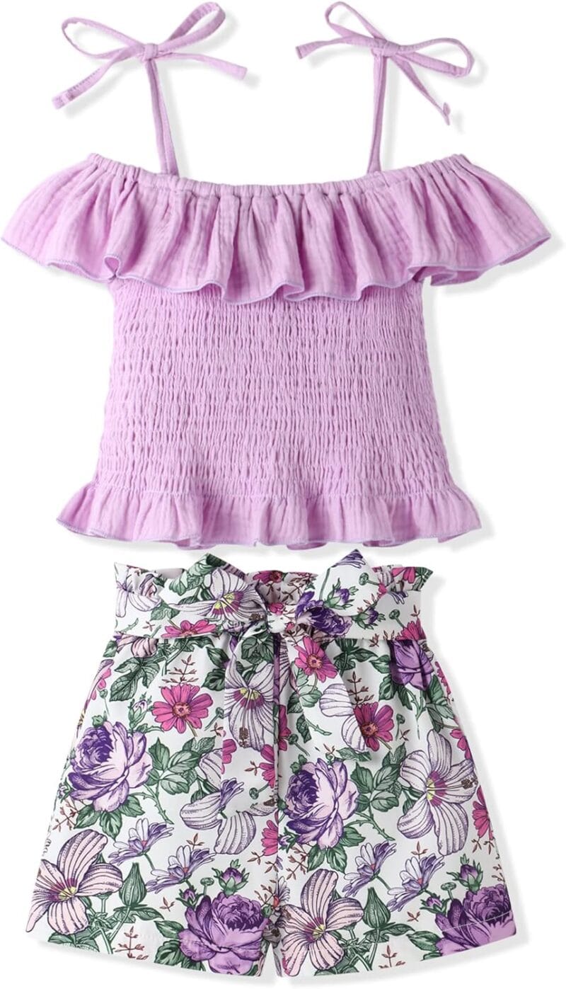 Hipea Toddler Baby Girls Summer Clothes Outfits Ruffle Camisole Spot Dot Tops and Casual Shorts Newborn Girl Clothing