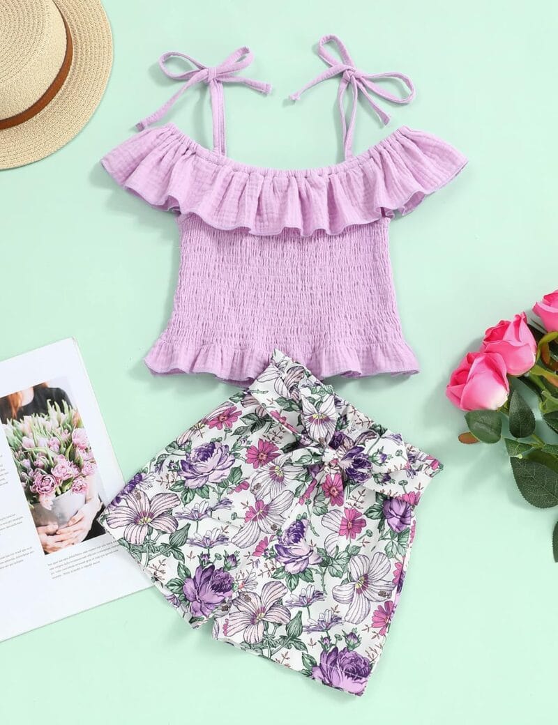 Hipea Toddler Baby Girls Summer Clothes Outfits Ruffle Camisole Spot Dot Tops and Casual Shorts Newborn Girl Clothing