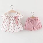 Hipea Toddler Baby Girls Summer Clothes Outfits Ruffle Camisole Spot Dot Tops and Casual Shorts Newborn Girl Clothing