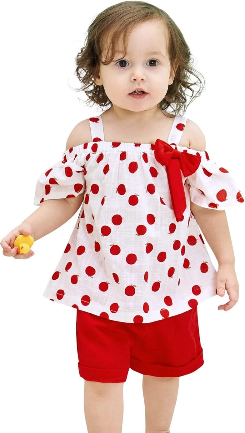 Hipea Toddler Baby Girls Summer Clothes Outfits Ruffle Camisole Spot Dot Tops and Casual Shorts Newborn Girl Clothing