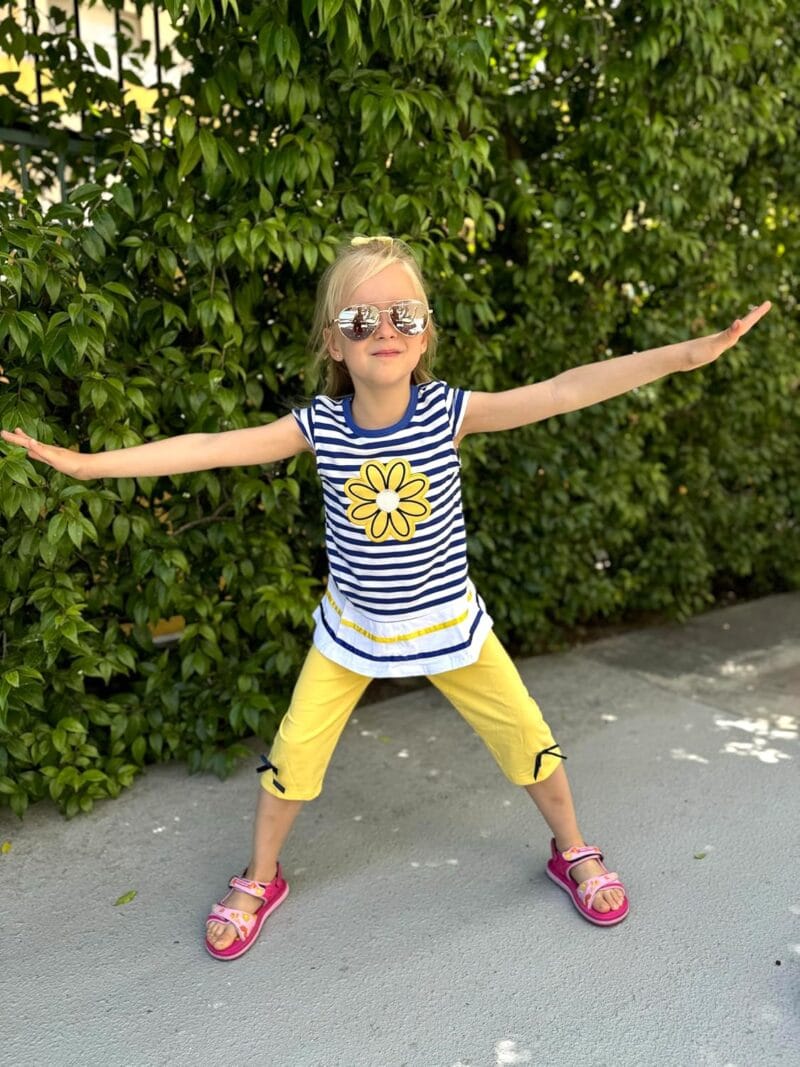 LUKYCILD Baby Girls Summer Clothes Casual Clothing Suit Short Sleeve Striped T-Shirt +Pants