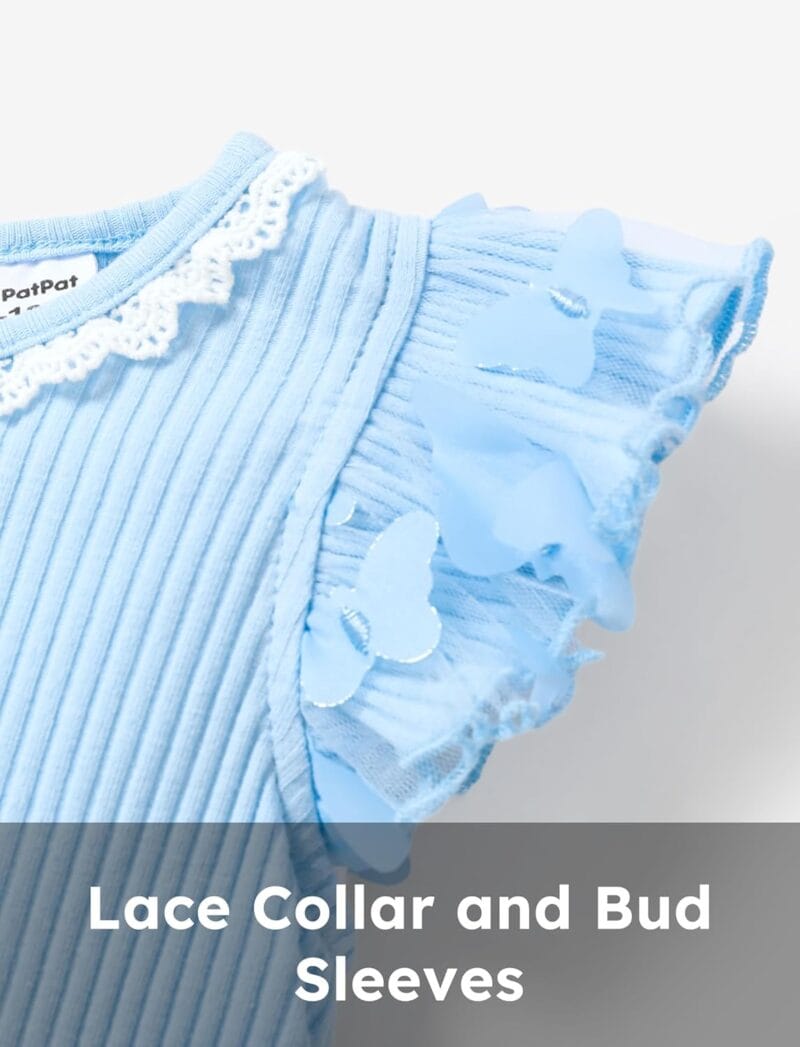 PATPAT Baby Girl Dresses Ruffle Sleeve Tutu Dress Butterfly Tulle Dress Flower Girl Party Birthday Princess Dresses