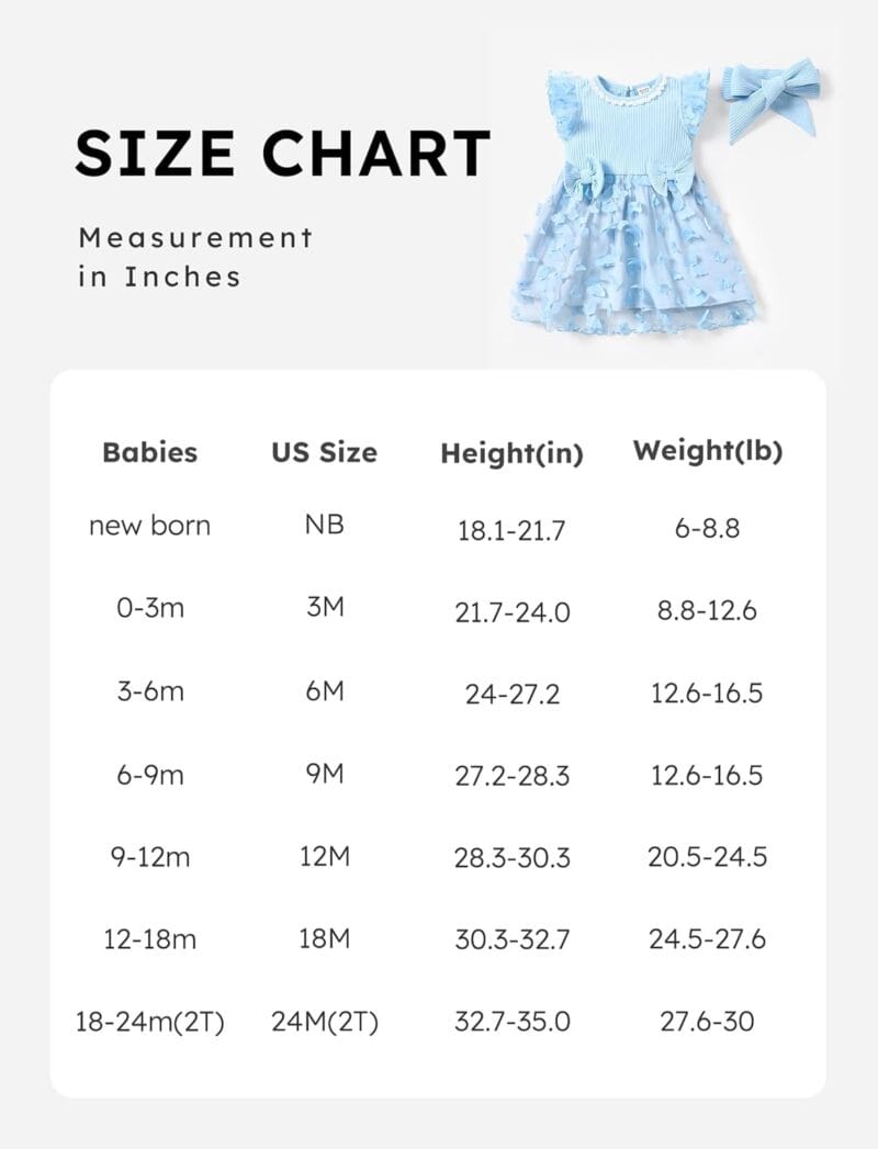 PATPAT Baby Girl Dresses Ruffle Sleeve Tutu Dress Butterfly Tulle Dress Flower Girl Party Birthday Princess Dresses