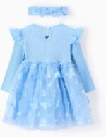 PATPAT Baby Girl Dresses Ruffle Sleeve Tutu Dress Butterfly Tulle Dress Flower Girl Party Birthday Princess Dresses