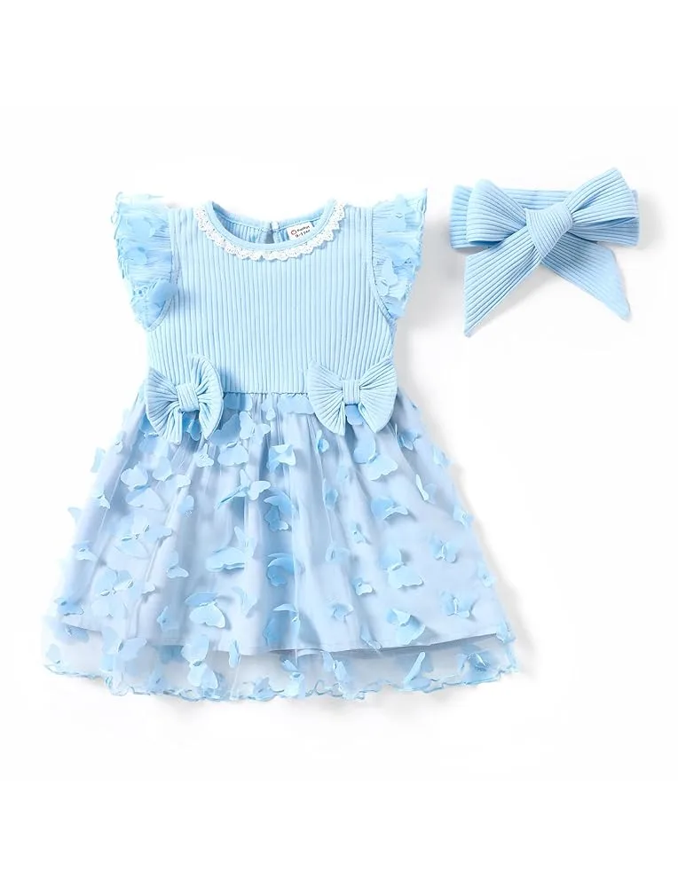 PATPAT Baby Girl Dresses Ruffle Sleeve Tutu Dress Butterfly Tulle Dress Flower Girl Party Birthday Princess Dresses | Babyz Corner PATPAT Baby Girl Dresses Ruffle Sleeve Tutu Dress Butterfly Tulle Dress Flower Girl Party Birthday Princess Dresses