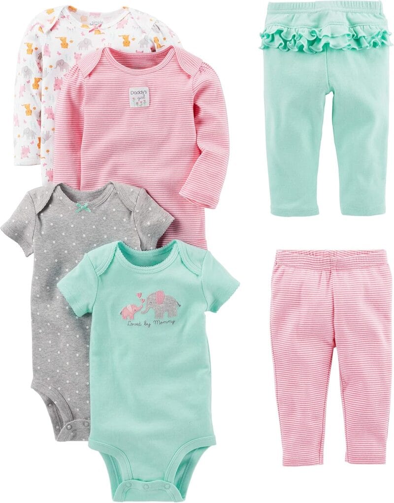 Simple Joys by Carter's baby-girls 6-piece Bodysuits (Short and Long Sleeve) and Pants Set