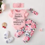 SUNNY PIGGY Newborn Infant Baby Girl Clothes Ruffle Romper Toddler Girl Floral Cotton Pant Sets Girls Clothing Outfit