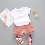 YOUNGER TREE Toddler Baby Girls Clothes Watermelon T-shirt + Linen Shorts with Belt Cute Summer Short Set