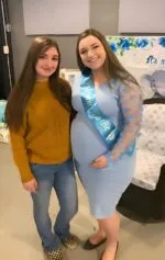 Floral Mesh Bishop Long Sleeve Maternity Midi Dress Fall Maternity Bodycon Dress for Baby ShowerPhotoshoot Floral Mesh Bishop Long Sleeve Maternity Midi Dress, Fall Maternity Bodycon Dress for Baby Shower/Photoshoot