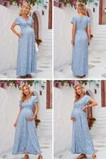 Maternity Maxi Dress with V Neck