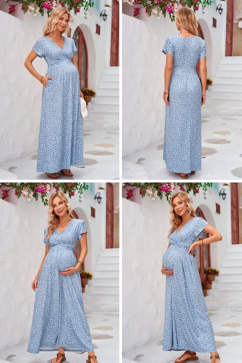 Maternity Maxi Dress with V Neck