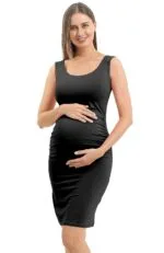 Rnxrbb S-2XL Women Summer Sleeveless Maternity Dress Pregnancy Tank Scoop Neck Mama Clothes Casual Bodycon Clothing