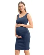 Rnxrbb S-2XL Women Summer Sleeveless Maternity Dress Pregnancy Tank Scoop Neck Mama Clothes Casual Bodycon Clothing
