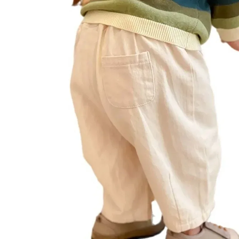 Katı Erkek Çocuk Moda Pantolon Bebek Giysileri Yaz Bahar Bebek Cep Ayak Bileği Uzunluğu Gevşek Kız Çocuk Rahat Pantolon - AliExpress 1501