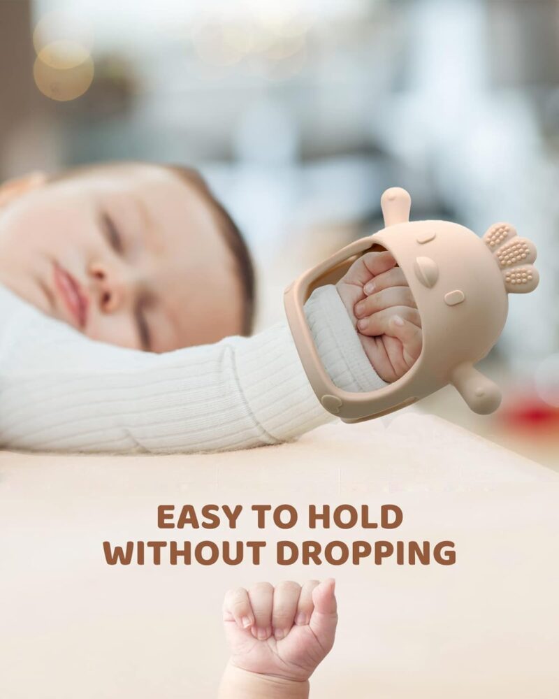 2 Packs Baby Teething Toy for 0-6 6-12 Months, Food Grade Silicone Teething Mitten, Anti Dropping Wrist Hand Teethers Baby Chew Toys for Sucking Needs, BPA Free