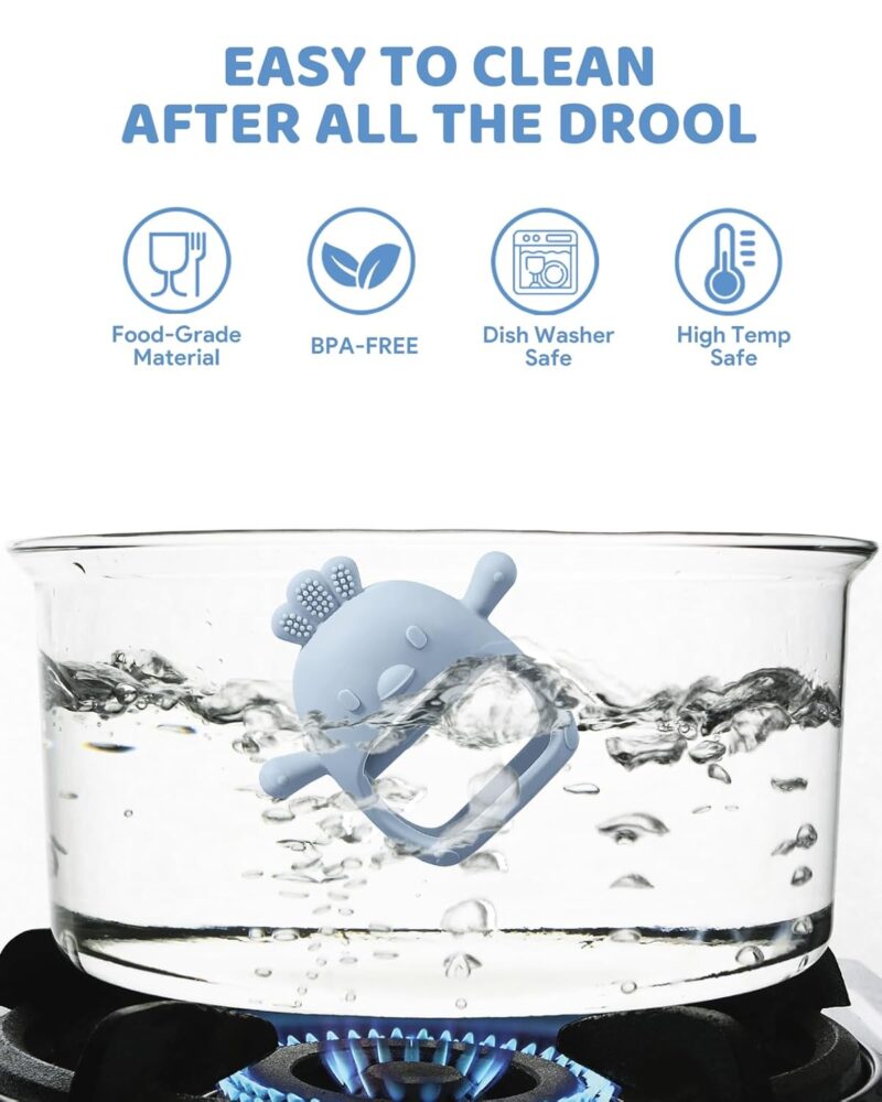 2 Packs Baby Teething Toy for 0-6 6-12 Months, Food Grade Silicone Teething Mitten, Anti Dropping Wrist Hand Teethers Baby Chew Toys for Sucking Needs, BPA Free