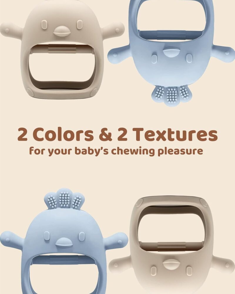 2 Packs Baby Teething Toy for 0-6 6-12 Months, Food Grade Silicone Teething Mitten, Anti Dropping Wrist Hand Teethers Baby Chew Toys for Sucking Needs, BPA Free