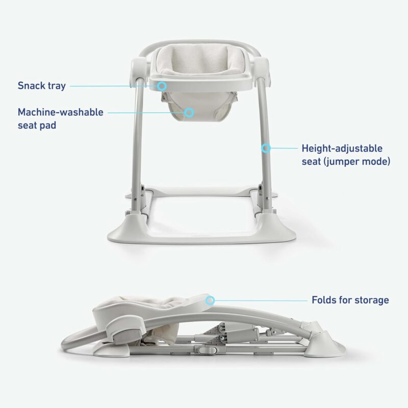 Graco Jumpstart 4-in-1 Adjustable Infant Activity Bouncer & Jumper, Versatile Baby Swing, Floor Seat, and Kids Chair with Snack Tray, Wren
