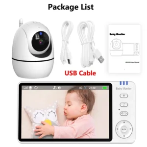 5-Inch HD Video Baby Monitor with PTZ Camera, Two-Way Audio, VOX Mode, Temperature Sensor, Lullabies & Night Vision