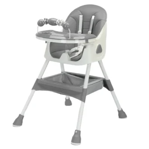 UBRAVOO Foldable Baby High Chair with Adjustable Height, Toy Rack & Anti-Slip Base – Easy-to-Clean Feeding Chair for Babies 6 Months & Up (Model E500 - Grey)