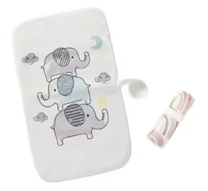 Baby Changing Pad – Waterproof, Washable, Soft Cotton Diaper Pad with Elephant Print