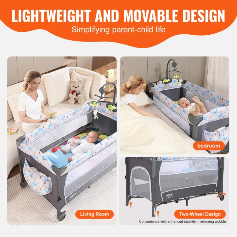VEVOR Baby Bassinet 77 pounds Load Capacity Easy to Fold Portable Baby Bassinet Bedside Sleeper with Storage Basket and Wheels - AliExpress 1503 | Babyz Corner VEVOR Baby Bassinet 77 pounds Load Capacity Easy to Fold Portable Baby Bassinet Bedside Sleeper with Storage Basket and Wheels - AliExpress 1503