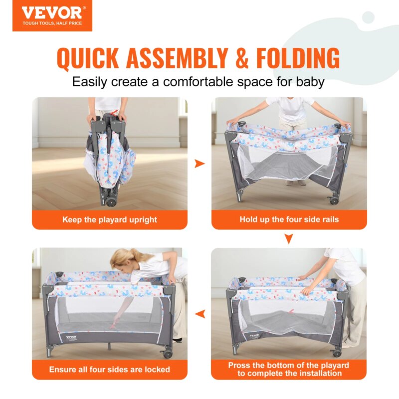 VEVOR Baby Bassinet 77 pounds Load Capacity Easy to Fold Portable Baby Bassinet Bedside Sleeper with Storage Basket and Wheels - AliExpress 1503 | Babyz Corner VEVOR Baby Bassinet 77 pounds Load Capacity Easy to Fold Portable Baby Bassinet Bedside Sleeper with Storage Basket and Wheels - AliExpress 1503