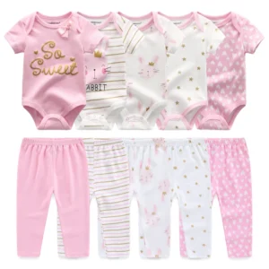 10 Pcs Baby Girl Clothing Set – Bodysuits & Pants