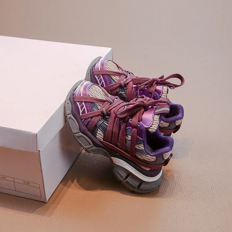 Zapatillas de deporte gruesas para niños, zapatos de baloncesto para niñas, zapatos deportivos informales versátiles a la moda para niños, transpirables para la escuela, novedad...
