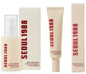 Seoul 1988 Retinal Liposome Face Serum – Korean Anti-Aging Retinol Serum with Black Ginseng, Niacinamide, Vitamin C, and Bakuchiol (30ML)