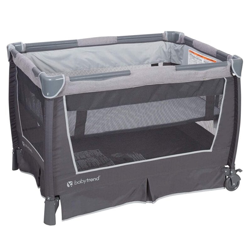Baby Trend Retreat Nursery Center Playard, Bassinet & Storage, Robin | Portable Playard with Changing Table, Foldable and Convertible Travel Play Crib for Babies and Toddlers