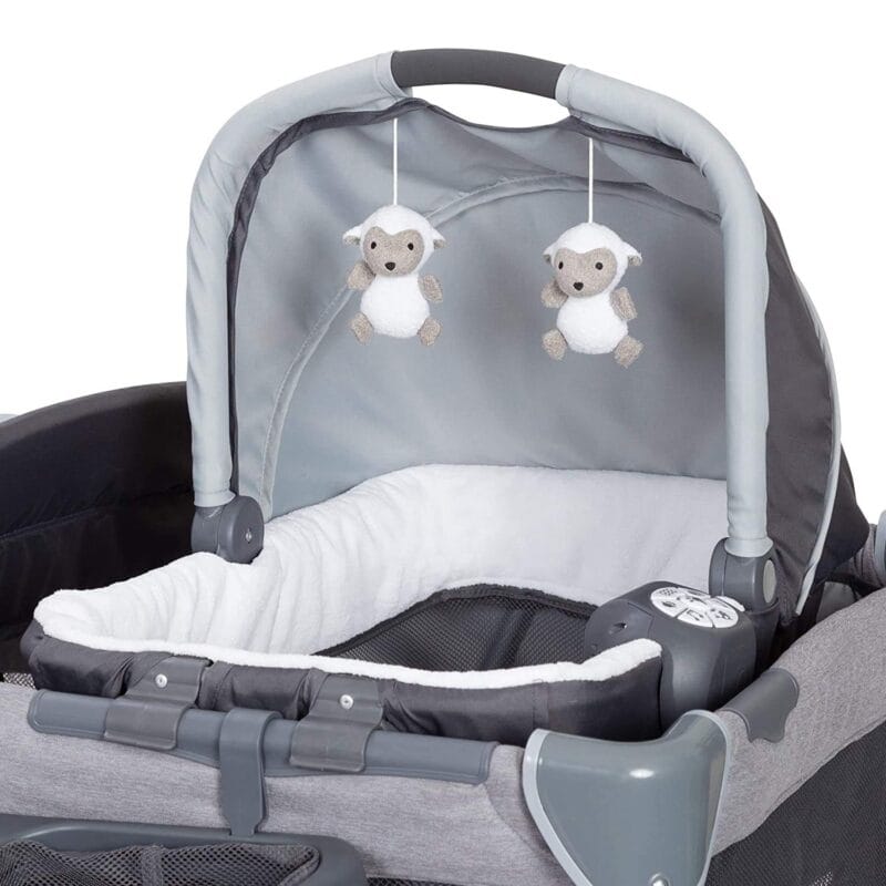 Baby Trend Retreat Nursery Center Playard, Bassinet & Storage, Robin | Portable Playard with Changing Table, Foldable and Convertible Travel Play Crib for Babies and Toddlers